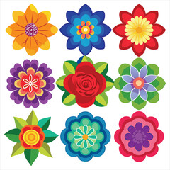 Colorful Floral Vector Set,Decorative Flower Illustration Collection,Abstract Bloom Pattern Design,Flower vector, Flower design,Flower concept,Flower icon,Flower art,Flower topics,Flower doodle, 