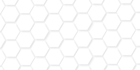 Fototapeta premium Abstract grid pattern white hexagons. hexagon polygonal pattern background. vector seamless bright white abstract honeycomb background. 