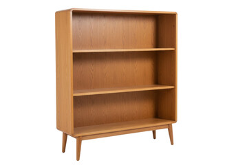 Isolated Modern Bookshelf with Wooden Frame and Shelves for Book Storage and Display Unit