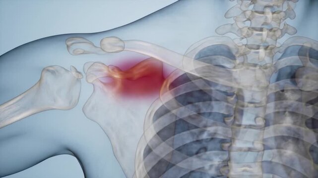 3D medical animation of shoulder bursitis with a painfully inflamed bursa