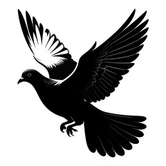 Obraz premium Black and white silhouette of a flying dove