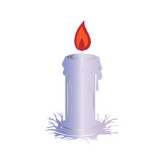 A glowing candle with melting wax Symbol of hope and remembrance