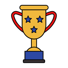 Golden trophy illustration with stars icon vector graphic for achievement and success