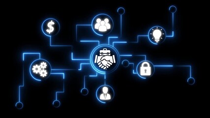 Business Partnership Network Connection Icons Handshake Teamwork Idea Security Finance Gears - Powered by Adobe