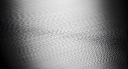 Abstract closeup of brushed metal surface with subtle texture and light reflections, creating a modern and industrial background for design projects