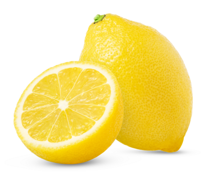 Lemon fruit with slice isolated