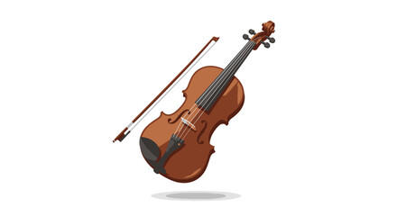 Fototapeta premium Isolated violin instrument with bow on white background for music concept