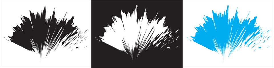 Abstract hand-drawn brush stroke vector set.  abstract hand-drawn brush stroke vectors in black, white, and blue colors. Ideal for backgrounds, grunge , and artistic textures.EPS10AI.