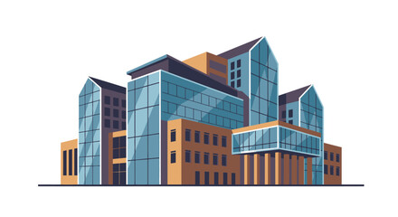 Modern architectural complex illustration on white background for commercial use