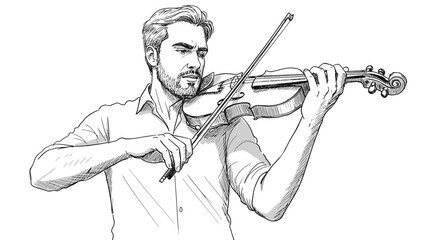 Musician playing violin artistic illustration of a man with instrument in hand
