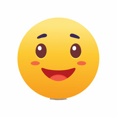 Fototapeta premium A cheerful yellow smiley face with rosy cheeks, smiling mouth, and expressive eyes conveys happiness and positivity.