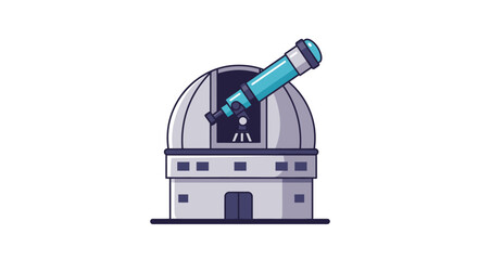 Observatory dome with telescope and stylized astronaut illustration