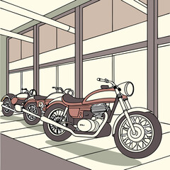 Vintage Motorcycles in a Modern Garage
