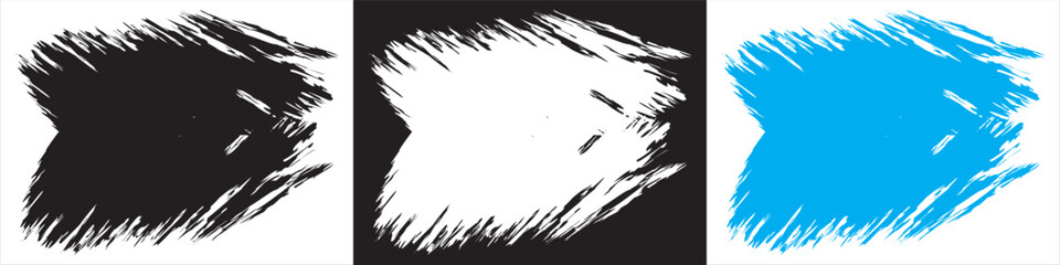 Abstract hand-drawn brush stroke vector set.  abstract hand-drawn brush stroke vectors in black, white, and blue colors. Ideal for backgrounds, grunge , and artistic textures.EPS10AI.