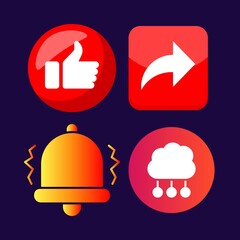 Social media icons for likes shares notifications and cloud storage