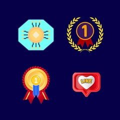 Collection of awards and recognition icons on dark blue background