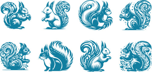 Squirrels vector tatto with unique new art of lovely design