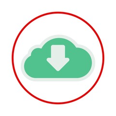 Cloud download icon with red circle outline