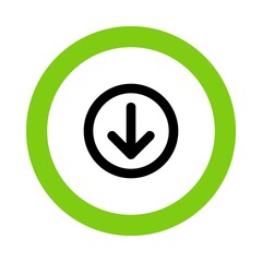 Green circle with black down arrow icon