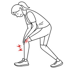 Vector art of woman with knee pain injury