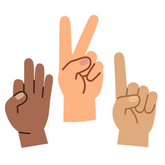 Hand Gestures in Flat Minimal Style for Communication and Diversity