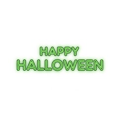 Fototapeta premium Glowing Green Happy Halloween Text on a White Background with Dark Accents Celebration