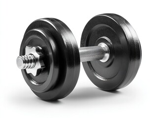 Black dumbbell isolated on transparent background, fitness equipment vector illustration for strength training and health design