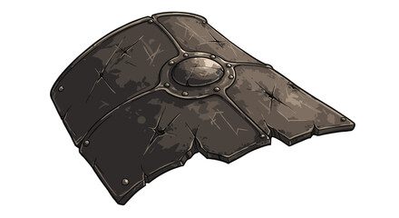 Weathered shield illustration on white background for conceptual design