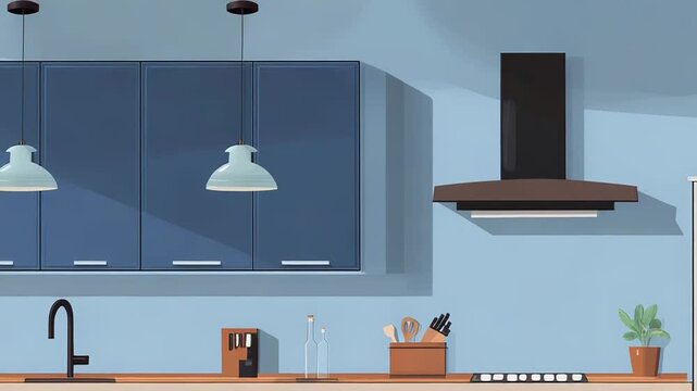 Modern blue kitchen interior designing house furniture