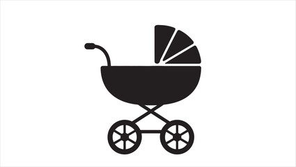 baby carriage silhouette vector illustration on white background