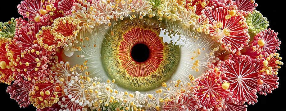 Vibrant Floral Eye: Surreal Nature-Inspired Art