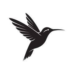 Fototapeta premium Silhouette of a hummingbird soars with striking wings against transparent backdrop showcasing elegant simplicity