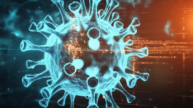 Coronavirus cell infecting digital data network system - Powered by Adobe