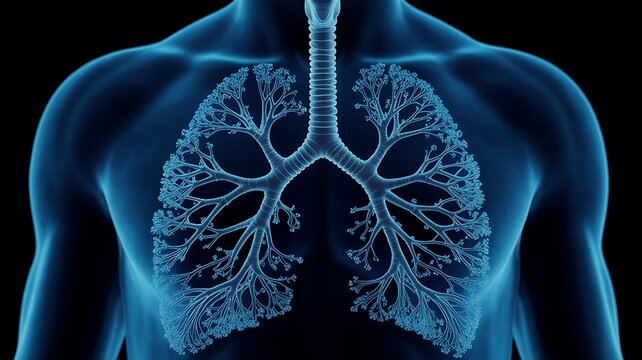 Human Lungs and Trachea - Medical Illustration