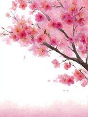 Obraz premium Watercolor cherry blossoms in full bloom