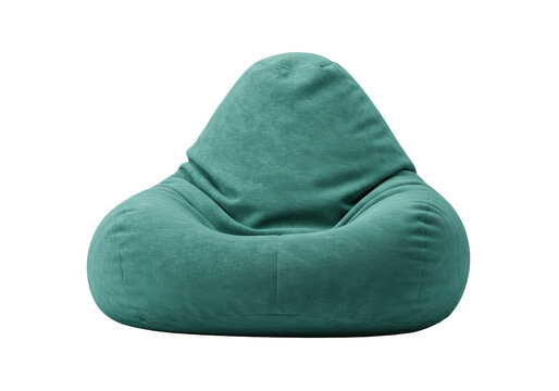 Isolated cozy beanbag chair, comfortable seating cushion in living room, modern furniture