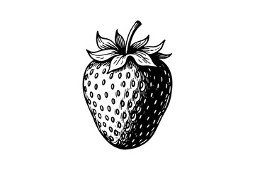 Strawberry vector engraving style illustration