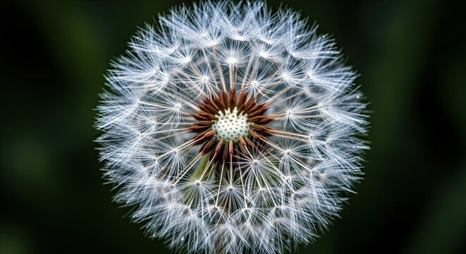 Close up of a delicate dandelion seed head covered in water droplets - Powered by Adobe