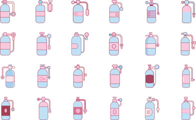 Hospital Equipment, Doctor Tools, Nurse Supplies, Medical Technology Devices, Stethoscope, Syringe, Mask, Tooth, Medicine Bottle, First Aid Kit, and Healthcare Vector Illustration on White Background