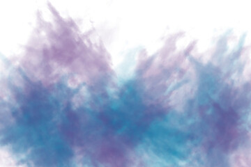 Smoke cloud of purple and blue abstract watercolor splash isolated on transparent background