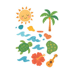 Naklejka premium PNG Tropical vibes with playful illustrations.