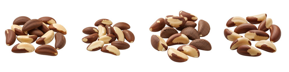 Fototapeta premium Set of isolated Brazil nuts on white background 