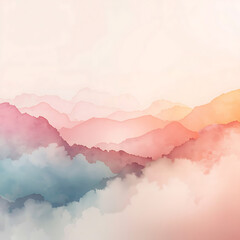 watercolor background with clouds