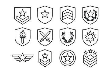 Minimalist line style badge collection featuring stars and shields