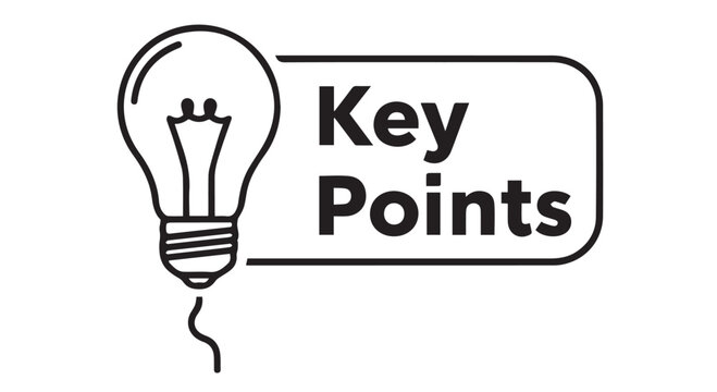 Stylized light bulb icon representing key points or ideas, isolated on transparent background