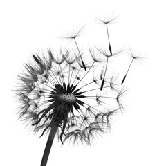 Dandelion seed head close up photography isolated on transparent background