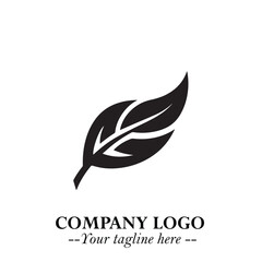 Leaf Logo Symbol Black on White Background in Elegant Minimalist Vector Design for Eco Branding
