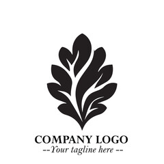 Leaf Logo Symbol Black on White Background in Elegant Minimalist Vector Design for Eco Branding