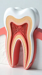 3d Cross Section Model Of A Human Tooth Showing Its Layers And Pulp