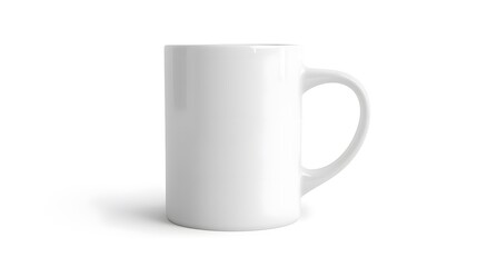 Fototapeta premium Clean white ceramic mug isolated on white background, perfect for branding or design
